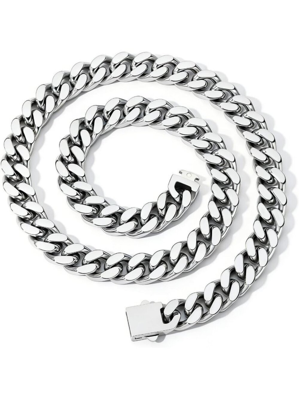 Unisex 11MM Silver Chain Cuban Link 11mm Stainless Steel Gold Silver Plated
